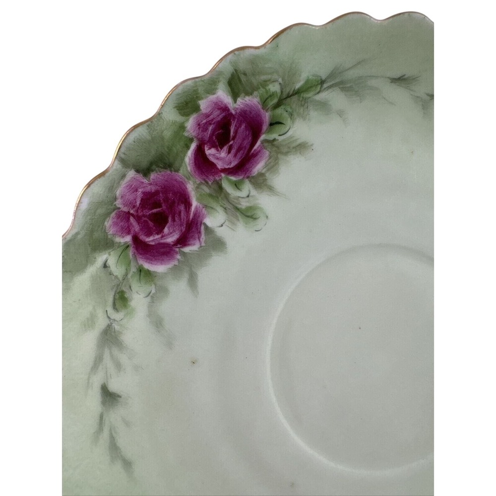 Tea Cup Saucer O&EG Royal Green w/Gold Trim Austria 6-Inch Diameter VTG Retired - Picture 3 of 10